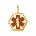 14K Yellow Medical ID Pendant w/ Red Enamel